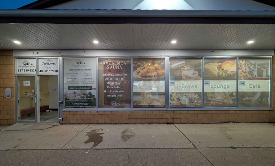 HeBrews Lounge Cafe Black Out and Perforated Window Vinyl Installation